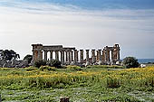 Selinunte the temple hill - Temple E. Perhaps dedicated to Era (Juno), (V century BC), it was reconstructed in the mid-fifties with  the anastylosis method. 